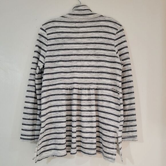 The Impeccable Pig grey striped waterfall open front cardigan Size S - Picture 2 of 9